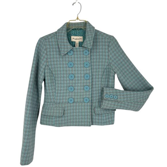Vintage Y2K Abercrombie Mean Girls Jacket Houndstooth Check Medium Wool Blend - Picture 1 of 16